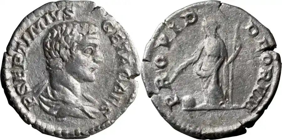 Neue Ware | Ancient Roman c. 208 n. Chr. Geta as Caesar. Denarius