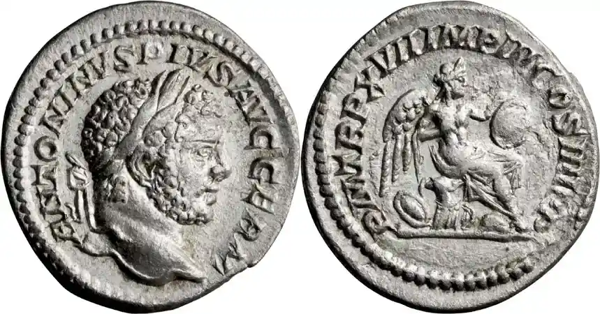 Ancient Roman 214 n. Chr. Caracalla. Denarius | Bestellbar