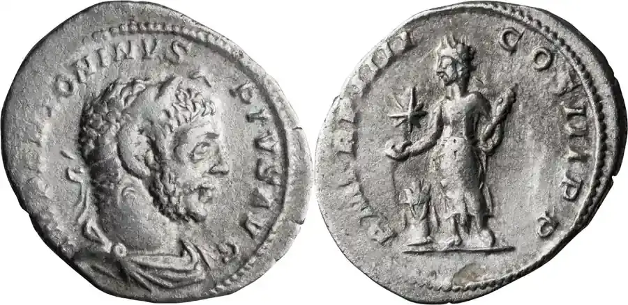 Ancient Roman 221 n. Chr. Elagabalus (218-222 AD). Denarius | Nur heute