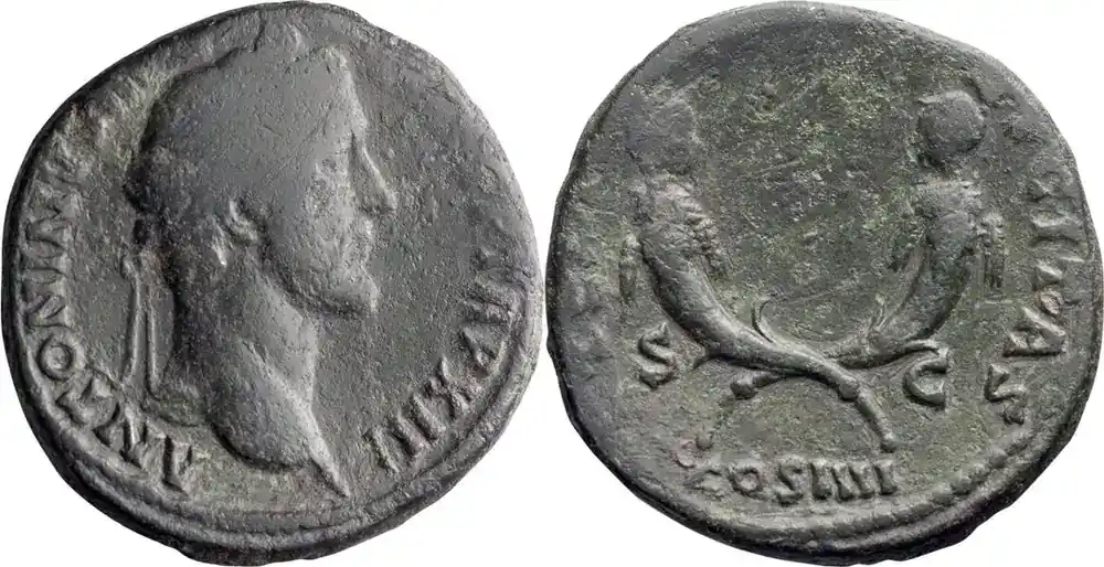Ancient Roman 149-50 n. Chr. Antoninus Pius. Sestertius | Bestseller