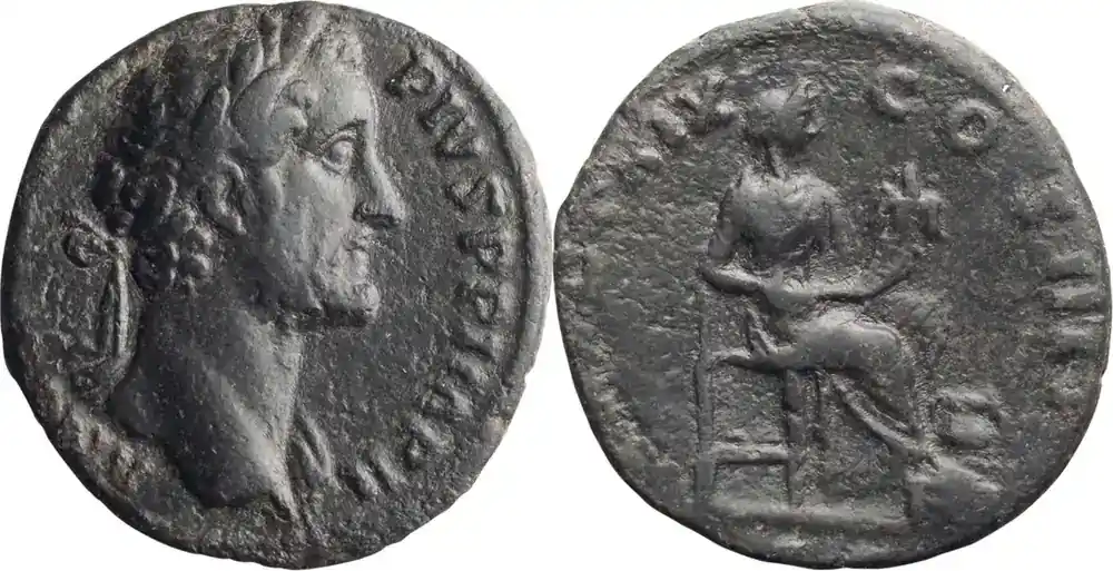Ancient Roman 156 n. Chr. Antoninus Pius. 40-as - Bewährte Qualität