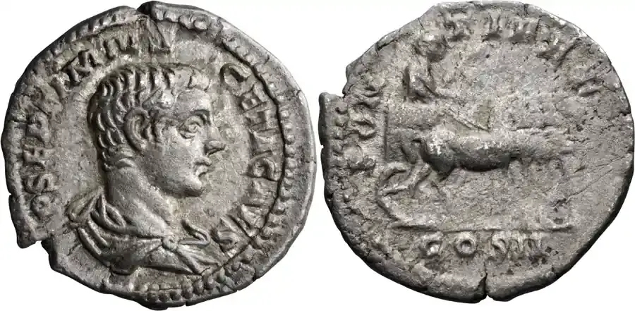 Ancient Roman 208 n. Chr. Geta as Caesar. Denarius | Top bewertet