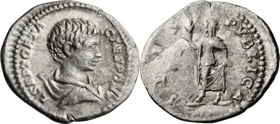 Ancient Roman c. 199 n. Chr. Geta as Caesar. Denarius - Profi-Qualität