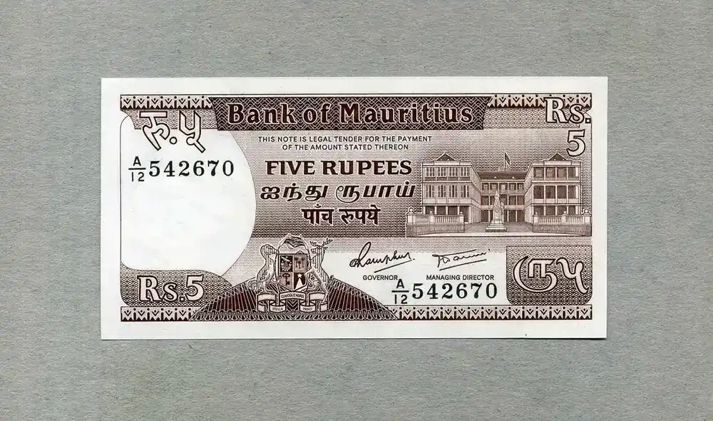 Bestseller - Maurritius 5 Rupees (1985) P.34 unc/kassenfrisch