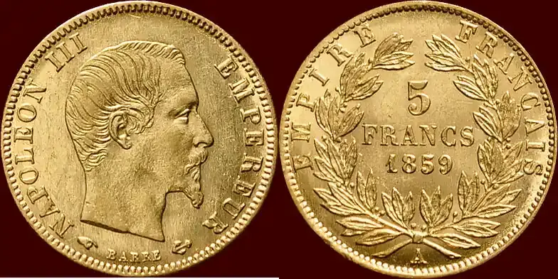5 Francs FRANCE – SECOND EMPIRE – NAPOLEON III, 1852-1870 – 1859 A, Paris vz / unz | Sicher einkaufen