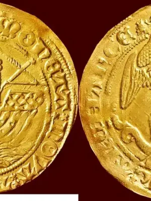 (circa 1560) ZUIDELIJKE NEDERLANDEN (SOUTHERN NETHERLANDS) – ABDIJ THORN – MARGARETHA IV VAN BREDERODE, 1557-1577 – Gouden angelot z.j. ss / pr à vz- | Hohe Qualität