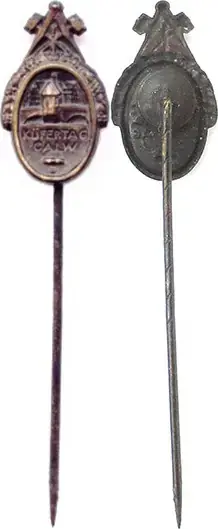 Neue Ware - Calw, Hohlblechabzeichen an langer Nadel 1931, Küfertag, vz