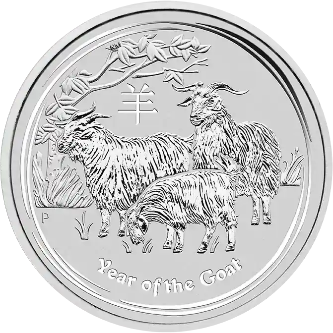 Reduziert - 2 Unzen Silbermünze Australien Lunar II Ziege 2015