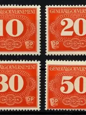 Schnelle Zustellung - Generalgouvernement, Zustellungsmarken, Michel Nr. Z1-4 postfrisch