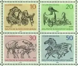 Berlin, Michel Nr. 338-341 postfrisch – 125 Jahre Berliner Zoo (Einzelmarken aus Block 2) - Sofort bestellen