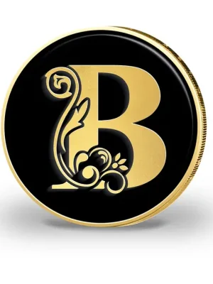 Letzte Chance | 2 Euro vergoldet mit Farbmotiv Buchstabe B