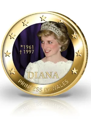 2 Euro mit Farbmotiv und 24 Karat Goldauflage Prinzessin Diana - Preisvorteil