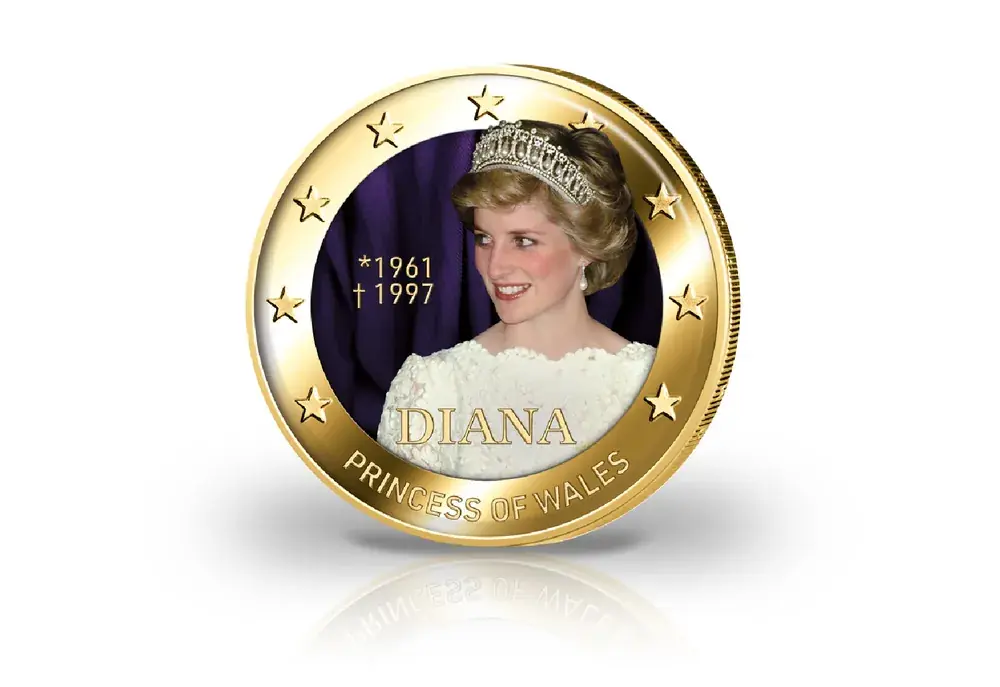 2 Euro mit Farbmotiv und 24 Karat Goldauflage Prinzessin Diana - Preisvorteil