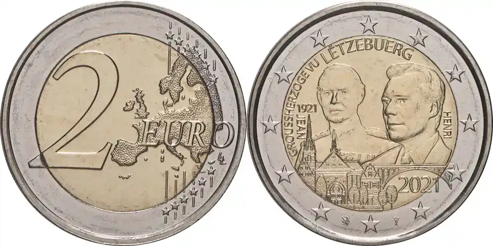 Hammerpreis - 2 Euro Jean Reliefprägung 2021 bfr Luxemburg
