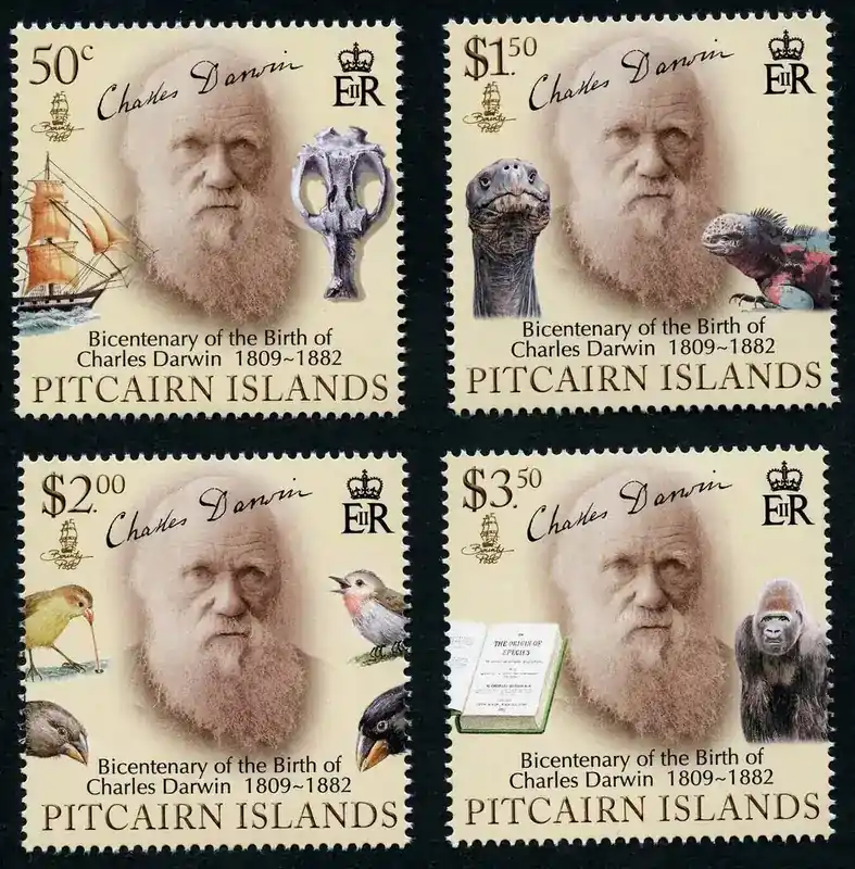 Briefmarken 2009 Pitcairn Charles Darwin Schiff Affe Vögel Reptil Schildkröte Postfrisch MNH - Günstig