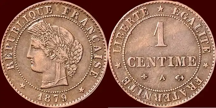 1 Centime FRANCE – THIRD REPUBLIC, 1871-1940 – 1879 A, Paris ss+ - Aktionspreis