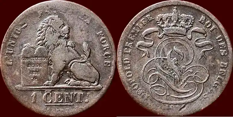 1 Centime 1831-1865 BELGIUM – KINGDOM – LEOPOLD I, – 183 (.) vf- - Hohe Qualität